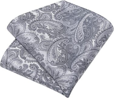 Набір краваток DiBanGu чоловічий: шовковий, з Paisley візерунком, краватка-метелик, затискач для краватки, запонки, для весілля та бізнесу, сірий