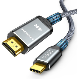 Кабель USB C на HDMI Highwings 4K@60Hz 1.8м (сірий), сумісний з iPhone, MacBook, iPad, Surface, Galaxy