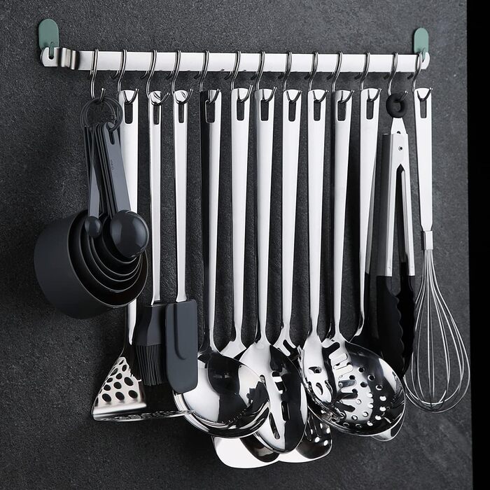 Kyraton Stainless Steel Kitchen Utensils Set, 37-Piece, Kitchen Helper Set, Kitchen Tool Set with Utensil Holder, Cooking Spoon Set Dishwasher Safe