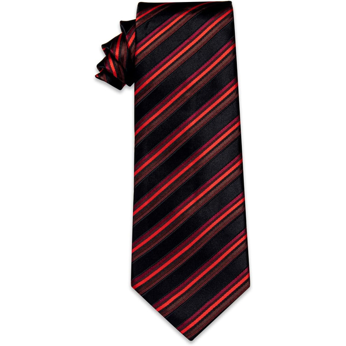 Чоловічі краватки YourTies: смугасті та клітинчасті моделі з шовкового тканння, комплект з краватковою кліпсою (червоно-чорна смужка)