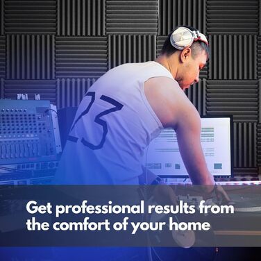 Акустичний поролон для звукоізоляції стін, 24 панелі 30x30x5 см, високої щільності, антрацитово-сірий, для студії звукозапису (з клеєм)