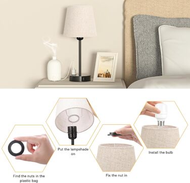 Настільна лампа Kakanuo з торшером, 2 шт., з USB-портом, диммуванням, LED, для спальні, вітальні, дитячої кімнати, офісу, бежевий лінолеум