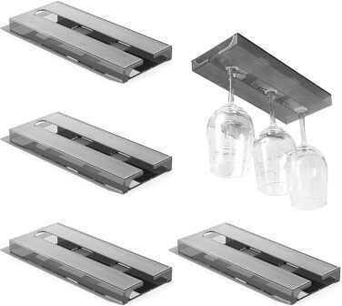 Підставки для келихів Geoyien (4 шт.), підвісні, без свердління, сірі (25,8*11*2,4 см)