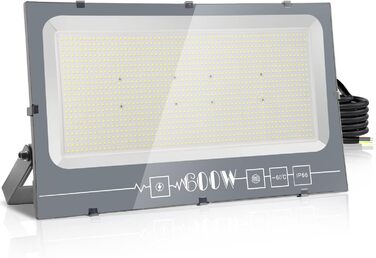 LED Floodlight Outdoor, IP65 Waterproof Outdoor Floodlight LED Spotlight 30000LM Floodlight, Outdoor Floodlight for Backyard, Garden, Workshop, Yard, Driveway, Doors, Garage, Hallway (Warm White, 600W)