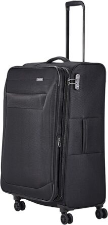 Чемодан Travelite Chios L, 78 см, 90-97 л, чорний: м'яка оболонка, захист кутів, розширюваний