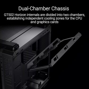 Корпус для ПК ASUS TUF GAMING GT502 Horizon Black - двокамерний, з RGB підсвічуванням, USB Type-C, 4 вентилятори