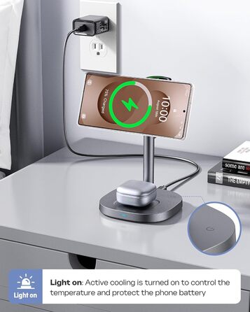 Бездротовий зарядний пристрій 3-в-1 Samsung 15W з охолодженням TEC, MagSafe для Galaxy S26 Ultra/S25/S24/Z Fold 7/Flip7, Watch Ultra/8/7, Buds4pro – Чорний
