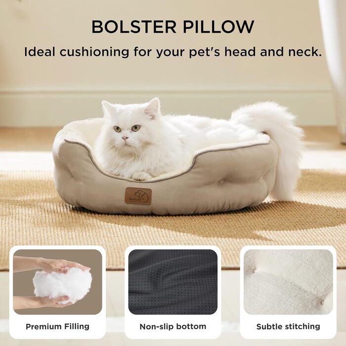 Кішка ліжко BEDSURE - м'яке, зручне ліжко для котів та маленьких собак, 51x48x15 см