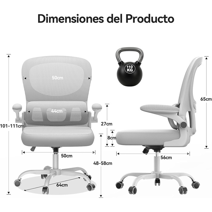 Офісний стіл Naspaulro: ергономічне крісло з регульованою підголівником, підлокітниками та підтримкою попереку. Динамічний поворотний стіл з дихаючою сіткою для дому та офісу (Сірий 2, без підголівника)
