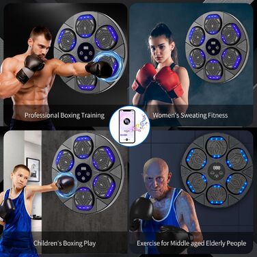 Bluetooth Music Boxing Machine with LED Lights - Wall Mounted Punching Bag with Boxing Gloves & 7 Modes