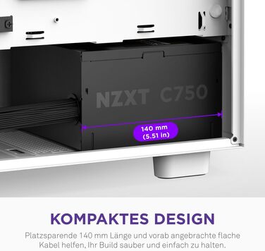 Блок живлення NZXT C850 Gold ATX 3.1, 850W, повністю модульний, 80 Plus Gold, чорний