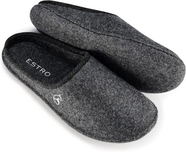 Чоловічі фетрові тапочки ESTRO - теплі зимові халапи для дому, чоловічі халапи, фетр, WOLLFILZ (45 EU, широкі, графіт)