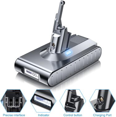 Запасний акумулятор Powtree для пилососів Dyson DC62, DC58, DC59, DC61, DC72, DC74, SV03, SV04, SV05, SV06, SV07, SV09 Animal Absolute (2 фільтри + кришка акумулятора + 2 гвинти)