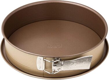 Zenker 7352 MOJAVE GOLD Springform, 26 cm Diameter – Stylish baking pan with flat and tube bottoms, Mahogany/Gold, Made in Germany