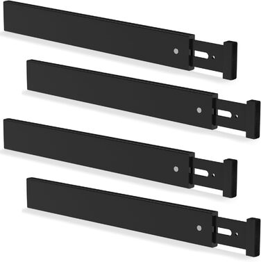 Ruichang 4-Piece Bamboo Drawer Dividers Adjustable (44-55 x 1.5 x 5.7 cm, Black), Drawer Dividers for Kitchen, Drawer Organizers for Kitchen Drawers