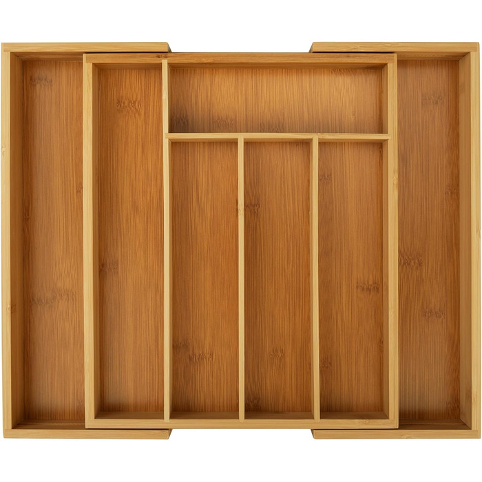 Органайзер для столових приборів Gräwe з бамбука для кухонних шухляд, змінний, розсувний 28.5-40.5 см, дерев'яний вигляд