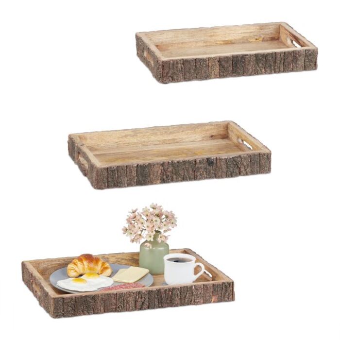 Relaxdays Mango Wood Tablet Set of 3