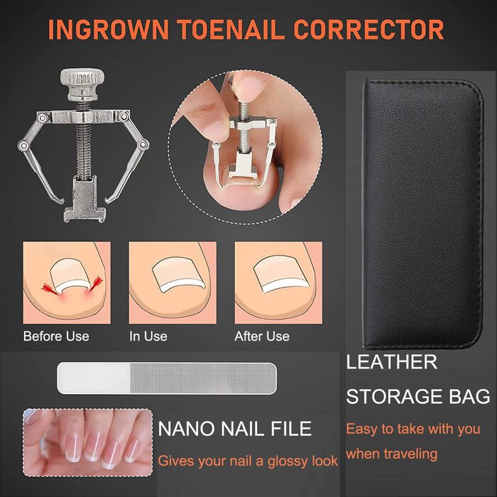 Набір професійних щипців для педикюру 12 шт. з нержавіючої сталі: ножиці для нігтів, кусачки для врослих нігтів, інструмент для догляду за стопами (чорний+червоний)