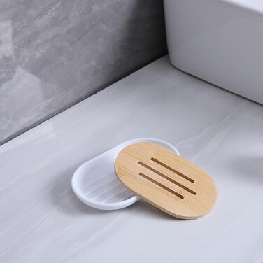 Набір аксесуарів для ванної кімнати, 7 предметів, бамбук, білий дозатор для мила та тримач для зубних щіток, контейнер для ватних паличок, сеанс макіяжу, мильниця, сучасна декор для ванної кімнати, білий/розкішний сад