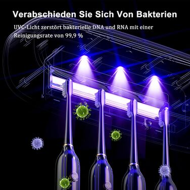 Стерилізатор зубних щіток Maxspace з УФ-випромінюванням, настінний, 4 слоти, для ванної кімнати (білий)