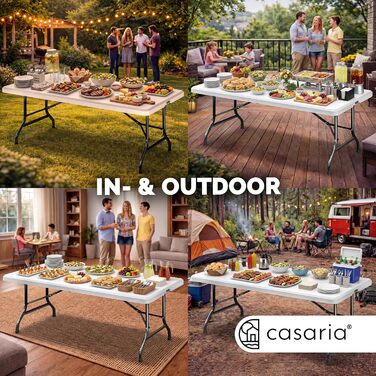 Садовий стіл Casaria® 183x76 см, складний, білий - для саду, тераси, кемпінгу