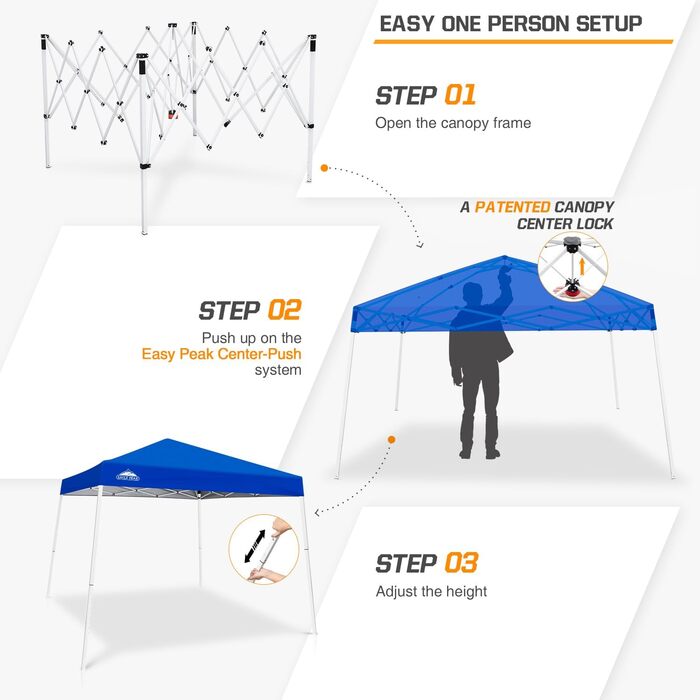 EAGLE PEAK 3 m x 3 m Pop-Up Tent with Sloping Legs (Blue)