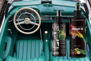 Cockpit CX Spray for cleaning and care of leather, faux leather, plastics, and rubber with jojoba oil, lemon oil, and carnauba wax (Original)