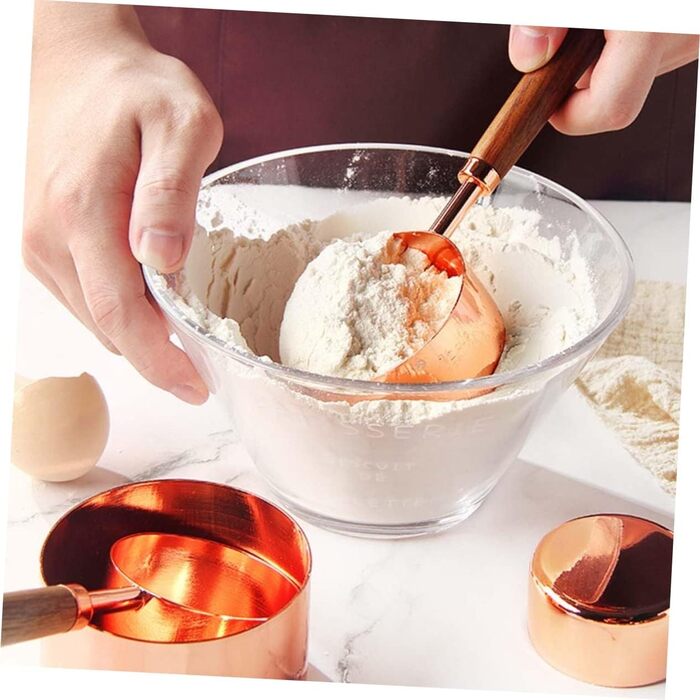 Measuring Cup Set 250 ml, 125 ml, 80 ml, 60 ml, Measuring Spoons for Baking, Rose Gold Stainless Steel for Home Use