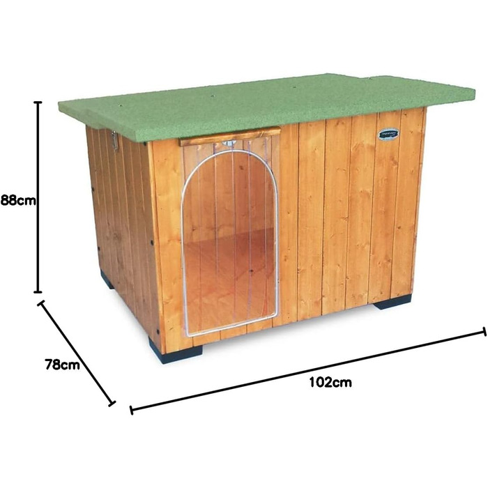 Будка для собак з масивного дерева, термозавіса, для німецької вівчарки (102x88x78) - Made in Italy