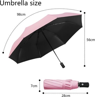 Зонт автоматичний штормостійкий з UV захистом, 8 ребер, легкий та міцний (білий, рожевий)