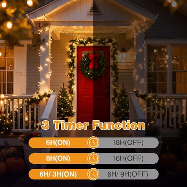 Льонокотова гірлянда світлодіодна 20 метрів, 200 LED, зовнішня, з пультом, таймер, IP65, тепле біле світло, для декору саду, ялинки, балкону, кімнати