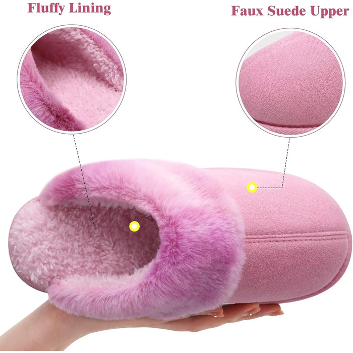 Жіночі домашні тапочки Jiajiale: теплі, пухнасті сліпони для зими з м'якою устілкою та зносостійкою гумовою підошвою. Рожевий, 37 EU