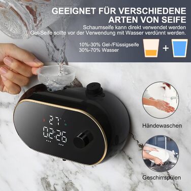 Automatic Soap Dispenser Wall Mount Foam Soap Dispenser Electric Soap Dispenser No Touch Wall Mounting Sensor Foam Soap Dispenser Plastic Kitchen Bathroom Foam Dispenser Black
