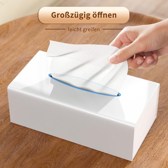 AITEE Acrylic Cosmetic Tissue Box: 25x13x9 cm White Tissue Box with Magnetic Cover for Dining Room, Bathroom, Bedroom, Office, Coffee Table, Car