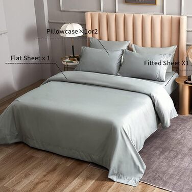 Комплект постільної білизни DERBELL 160x200: мікрофібра, антизминання, дихаюча, сірий (4-елементний)