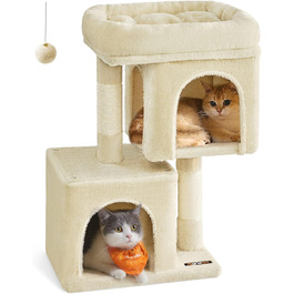 Feandrea Cat Tree Small, 67 cm Cat Tree, Kitten House for Kittens up to 3 kg, Large Platform, Sisal Posts, PCT611W01 (Beige)