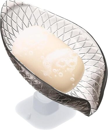 Чорна мильниця з присоском | Прозора мильниця для душу та ванни | Підставка для мила, щіток та аксесуарів