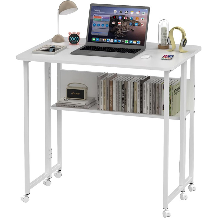 Стіл для ноутбука в ліжко Lapdesk, складний Betttisch, регульований кут 360°, портативний, для читання книг (80 x 58 x 75 см, білий)