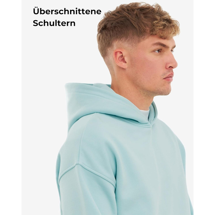 Унісекс худі Johnny Urban Cody Oversize — базовий світшот з капюшоном із цупкої тканини, однотонний, льодяно-блакитний