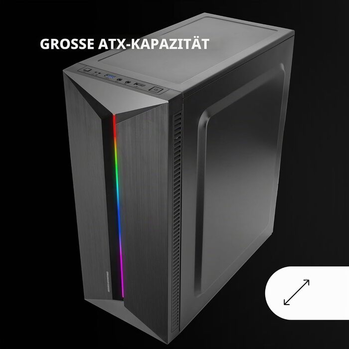 Ігровий корпус Mars Gaming MC-Blaze ATX Mid-Tower, RGB підсвітка, 80мм FRGB вентилятор, бічне вікно, чорний