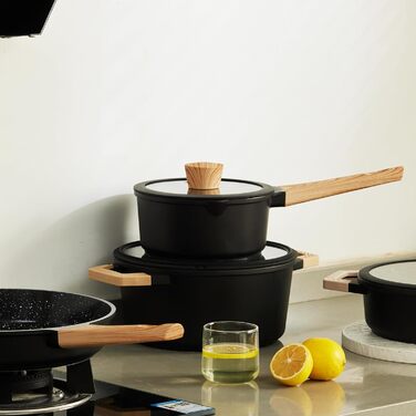 Набір посуду Keramik Topfset з гранітним покриттям, 7 предметів, рожевий, для індукційних плит