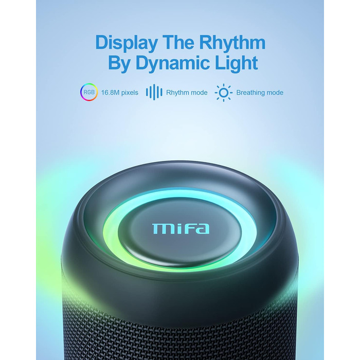 MIFA A90 Bluetooth-колонка: 60W, водонепроникність IPX7, RGB-підсвічування, 30 годин роботи, USB/Micro SD/AUX, True Wireless Stereo, з чохлом та ремінцем