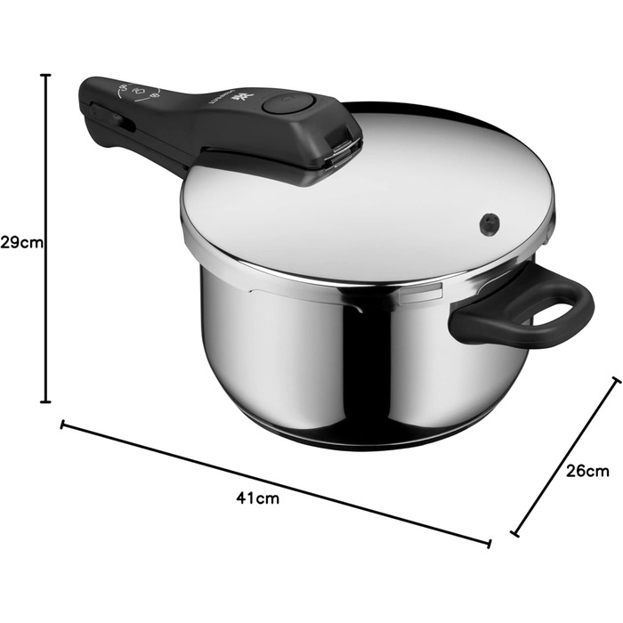 Швидковарка WMF Perfect One 8,5л з індукційним дном, для приготування на пару, з великим звуковим сигналом, 2 режими, знімний ручка кришки, Cromargan нержавіюча сталь