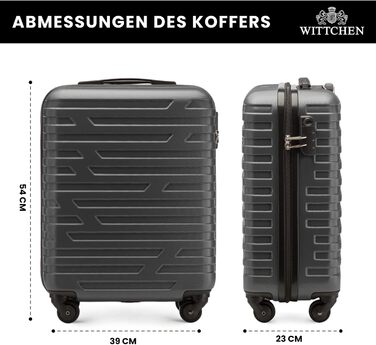 WITTCHEN A-line II Carry-on Suitcase, Cabin Luggage, Hand Luggage, Rolling Suitcase, Travel Suitcase, Boarding Suitcase, Hard Shell, ABS, High-Quality and Stable, Size S (Gray)