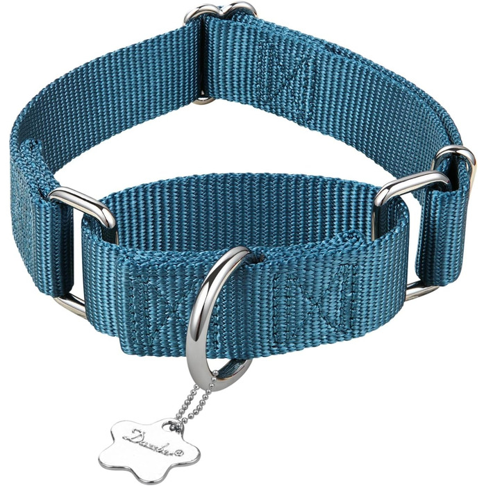 Нашийник для собак Dazzber Martingal, регульований, міцний, анти-витягування, нейлон, для великих/середніх/маленьких собак (L(42-66см), Haze Blue)