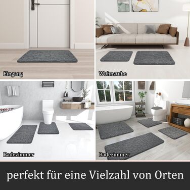 Набір килимків для ванної кімнати chakme (2 шт), пам'ятна піна Cobblestone, протиковзні та абсорбуючі килимки для ванної та туалету, темно-сірі