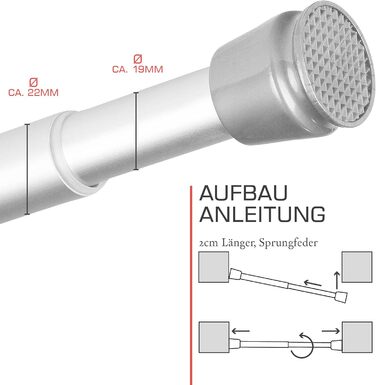 Штанга для душу та шторки без свердління, регульована – Gardinenstange (115-200 см, алюміній)