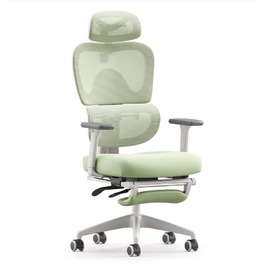 Ергономічне крісло для офісу Musso E600SE з регульованою поперековою підтримкою, 3D-підлокітниками та підголівником, з підніжкою, для жінок, захист спини, зелене