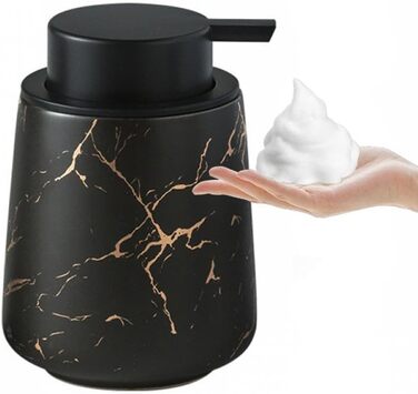 Дозатор мила для кухні XUDREZ, керамічний, 380 мл, наповнюваний, чорний мармуровий візерунок