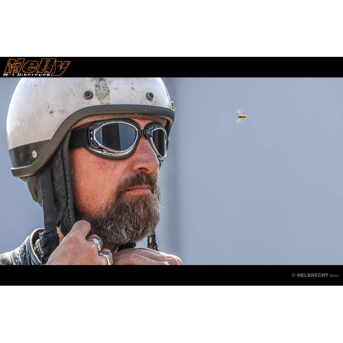 HELLY® Bikereyes №1 – Мотоокуляри для байкерів, вітрозахисні, з м'якою підкладкою, антизапотівання, захисне скло HLT® за стандартом DIN EN 166, комфортні для їзди на мотоциклі